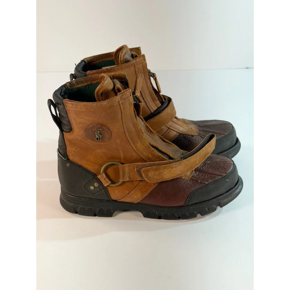 Polo Ralph Lauren Conquest Hi III Brown Leather Duck Boots Mens 8D CNQST HI III